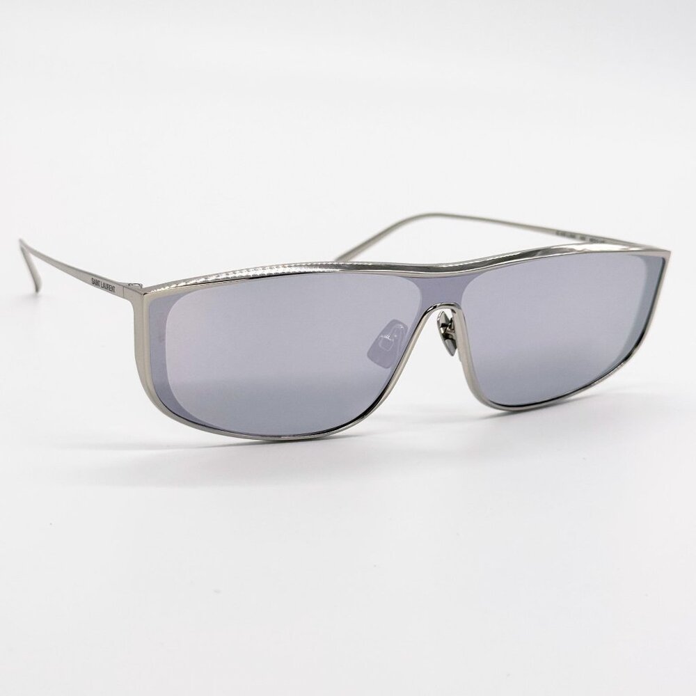 NEW SAINT LAURENT SL605 LUNA 003 SHIELD SILVER SUNGLASSES SAINT LAURENT SL 605 - Picture 6 of 11